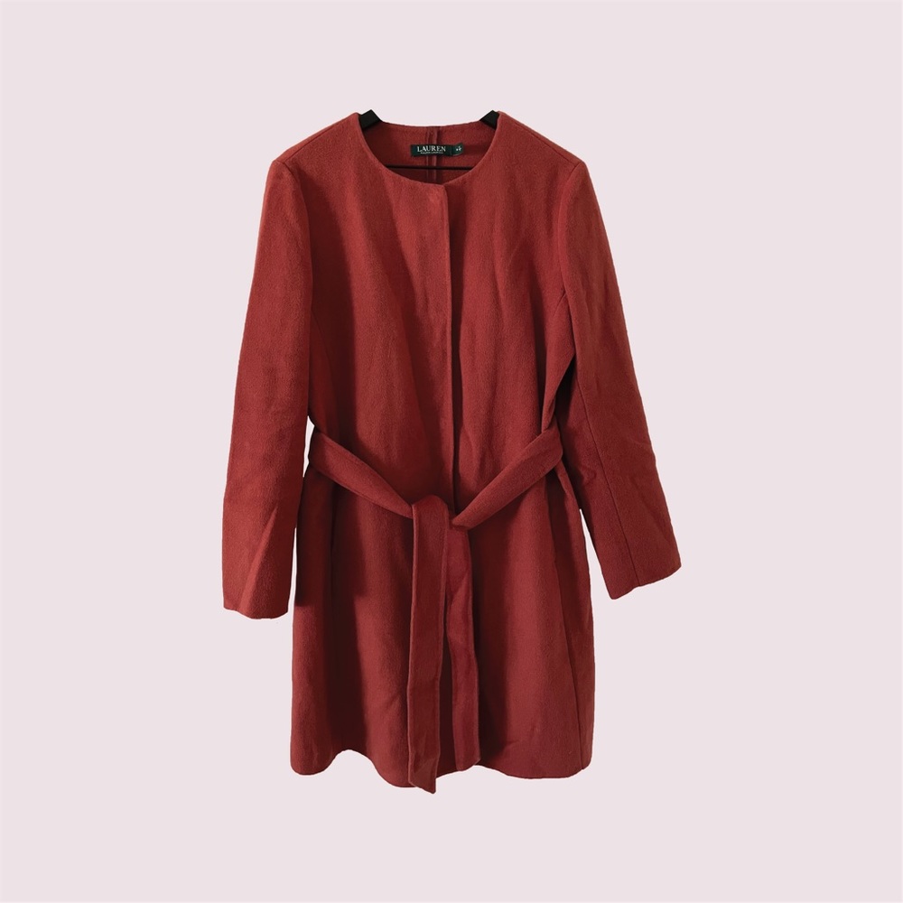 Ralph Lauren Belted Coat in Rust/Pink